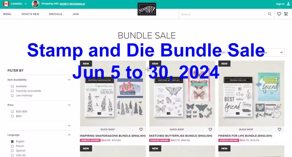 This is the title page for my video of how to see the stamp and die bundles that are on sale.